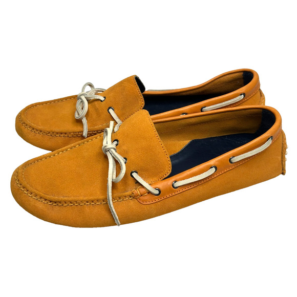 Cole Haan Air Grant Suede Driving Loafers Moccasins Orange Sz 11M Pebbled Sole - Picture 1 of 13